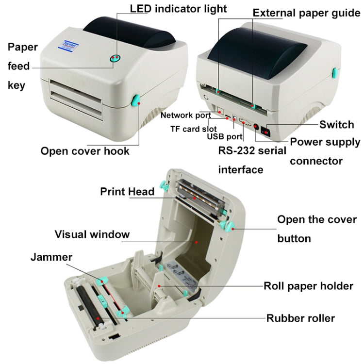 Xprinter XP-450B USB Port Supermarket Cashier Barcode Thermal Printer(US Plug) - Printer by Xprinter | Online Shopping South Africa | PMC Jewellery | Buy Now Pay Later Mobicred