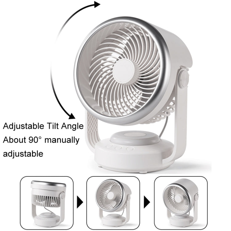 Air Circulation Fan Automatic Oscillating Head Desktop Fan With LED Light(White) - Electric Fans by PMC TechLife | Online Shopping South Africa | PMC TechLife | Buy Now Pay Later Mobicred