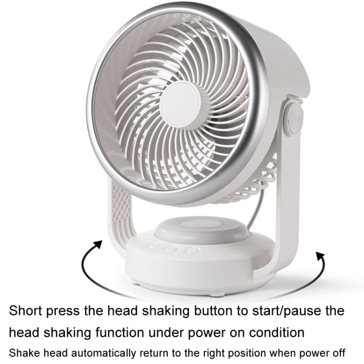 Air Circulation Fan Automatic Oscillating Head Desktop Fan With LED Light(White) - Electric Fans by PMC TechLife | Online Shopping South Africa | PMC TechLife | Buy Now Pay Later Mobicred