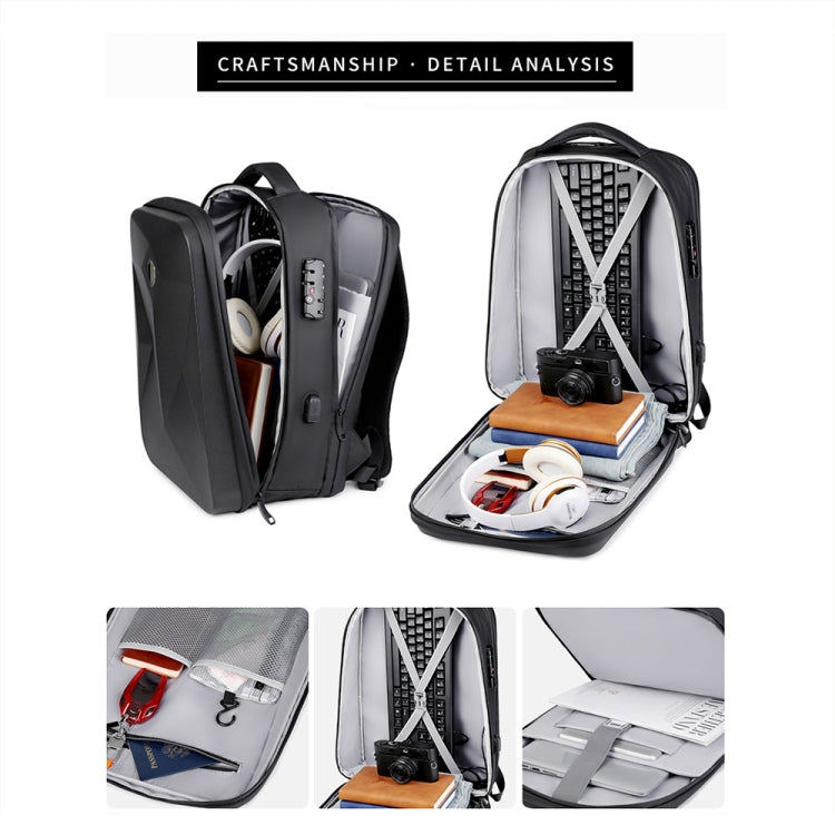 17 inch Password Lock Large Capacity Water-resistant Laptop Backpack with USB Port(Black) - Backpack by PMC Jewellery | Online Shopping South Africa | PMC Jewellery | Buy Now Pay Later Mobicred
