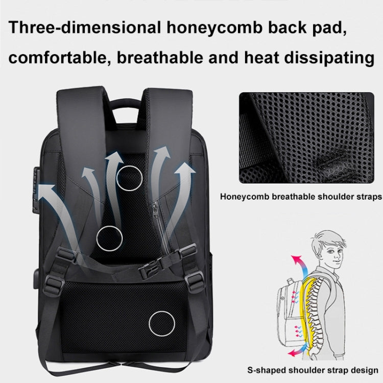 17 inch Password Lock Large Capacity Water-resistant Laptop Backpack with USB Port(Black) - Backpack by PMC Jewellery | Online Shopping South Africa | PMC Jewellery | Buy Now Pay Later Mobicred