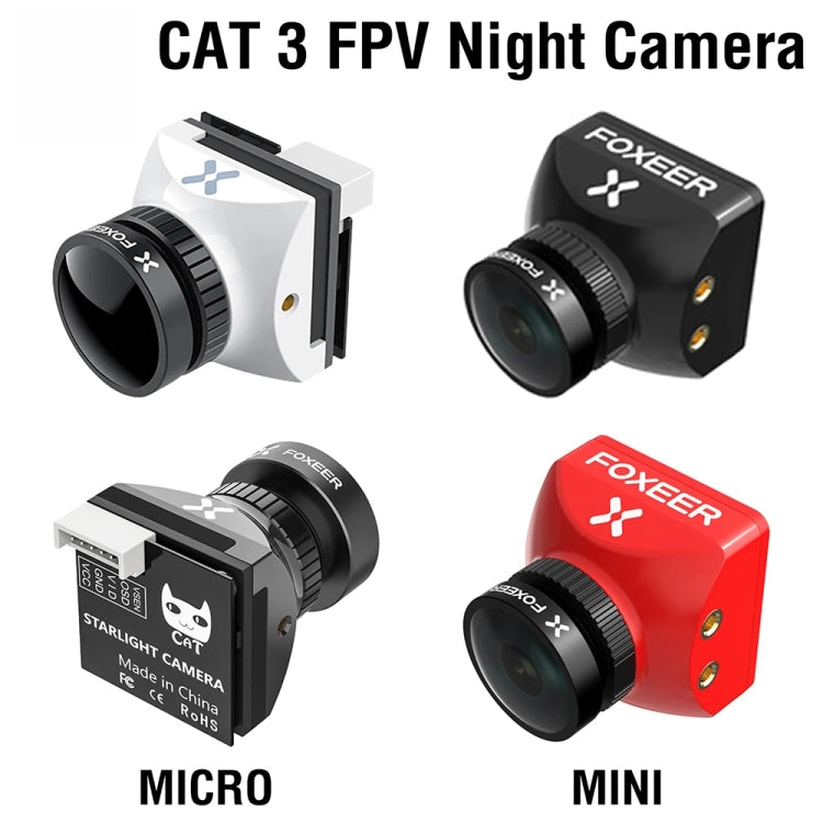 Foxeer Cat 3 Micro Black FPV Night Camera 1200TVL Starlight 0.00001Lux Camera For RC FPV Racing Drone - Camera by PMC Jewellery | Online Shopping South Africa | PMC Jewellery | Buy Now Pay Later Mobicred