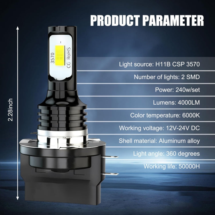 2pcs H11B 3570 2LED 80W Car Headlight Bulbs High Bright Fog Lights(Ice Blue) - Fog / Driving Lights by PMC TechLife | Online Shopping South Africa | PMC TechLife | Buy Now Pay Later Mobicred