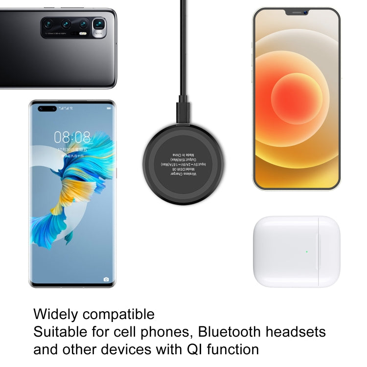 DSW-36B Mobile Phone Wireless Charger Mini 15W Fast Charging Type-C Round QI - Wireless Charger by PMC Jewellery | Online Shopping South Africa | PMC Jewellery | Buy Now Pay Later Mobicred