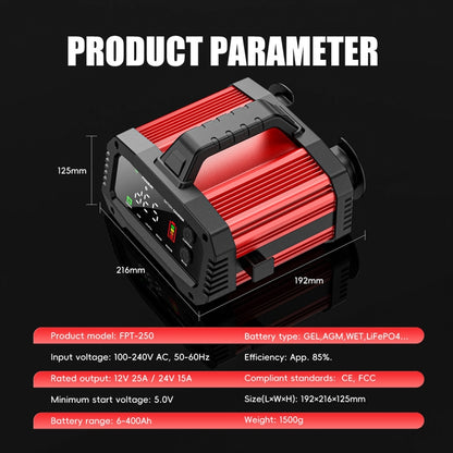 FOXSUR 25A 12V/24V Portable High-Power Car Ship Motorcycle Charger(AU Plug) - Battery Charger by FOXSUR | Online Shopping South Africa | PMC Jewellery | Buy Now Pay Later Mobicred