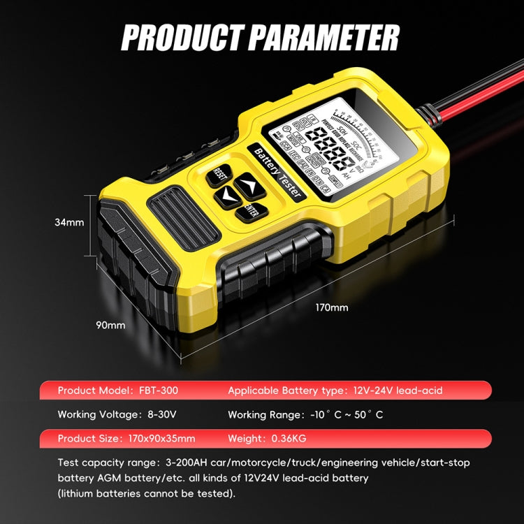 FOXSUR 12V/24V Automotive Lead-acid Battery Internal Resistance Rapid Analyzer(Yellow) - Electronic Test by FOXSUR | Online Shopping South Africa | PMC Jewellery | Buy Now Pay Later Mobicred