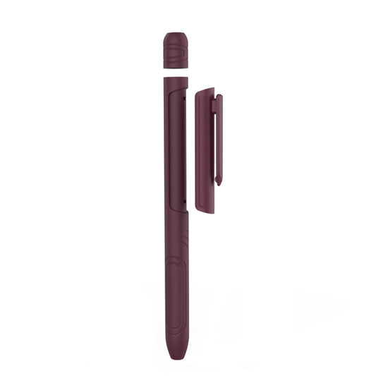 For Apple Pencil 1 AhaStyle PT141 Triple Defense Pen Clip Silicone Protective Case(Wine Red) - Pencil Accessories by AhaStyle | Online Shopping South Africa | PMC Jewellery | Buy Now Pay Later Mobicred