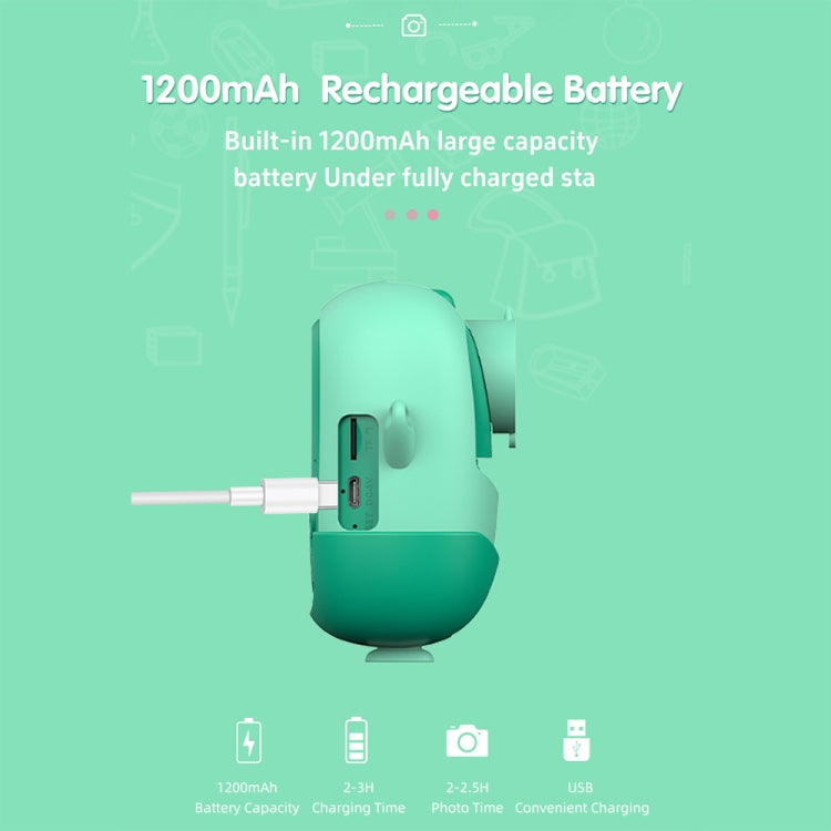 A19B 2.0-Inch 720P HD Reversible Camera Cartoon Children Mini Digital Printing Camera(Green) - Children Cameras by PMC TechLife | Online Shopping South Africa | PMC TechLife | Buy Now Pay Later Mobicred