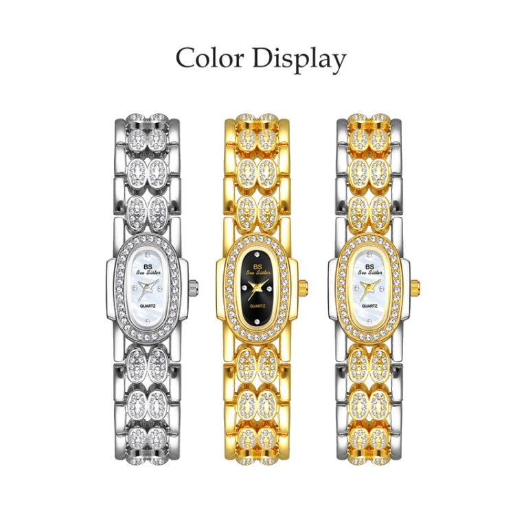 BS Bee Sister Stainless Steel Ladies Bracelet Watch Diamond Wristwatch(Golden Black) - Metal Strap Watches by BS Bee Sister | Online Shopping South Africa | PMC Jewellery | Buy Now Pay Later Mobicred