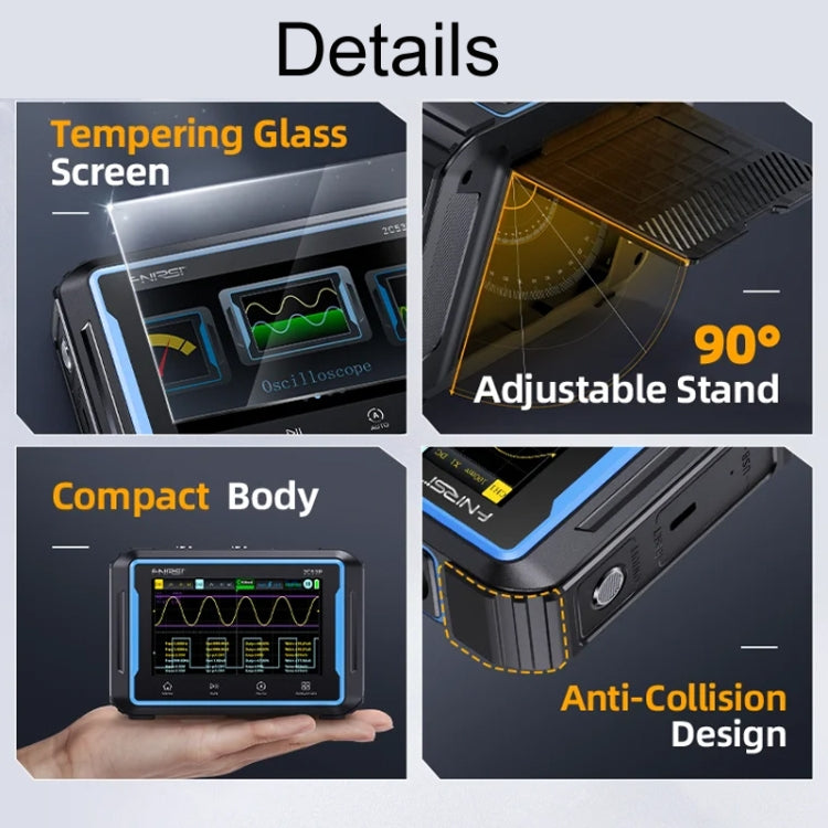FNIRSI 2C53P Dual Channel Flat Panel Digital Oscilloscope Multimeter Signal Generator 3 In 1(Black) - free shipping - PMC TechLife - Order now!