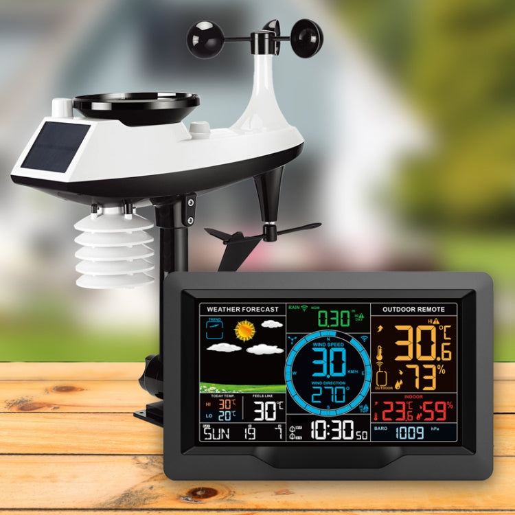 Wireless Weather Station Wind Speed Rain And Wind Direction Detection Weather Forecast Clock(Black) - Indoor Thermometer by PMC Jewellery | Online Shopping South Africa | PMC Jewellery | Buy Now Pay Later Mobicred