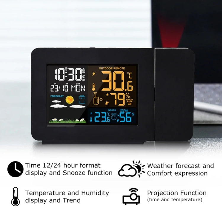 Household Color Screen Temperature And Humidity Meter Weather Forecast Projection Clock, Model: US Plug - Novelty Clock by PMC Jewellery | Online Shopping South Africa | PMC Jewellery | Buy Now Pay Later Mobicred