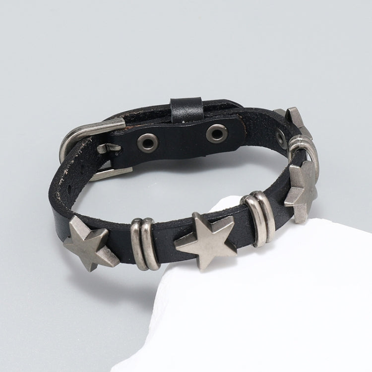 Personalized Street Punk Style Bracelet Pentagram Vintage Cowhide Bracelet(Dark Brown) - Bracelets by PMC Jewellery | Online Shopping South Africa | PMC Jewellery | Buy Now Pay Later Mobicred