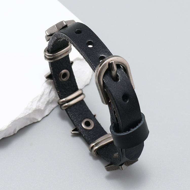 Personalized Street Punk Style Bracelet Pentagram Vintage Cowhide Bracelet(Dark Brown) - Bracelets by PMC Jewellery | Online Shopping South Africa | PMC Jewellery | Buy Now Pay Later Mobicred