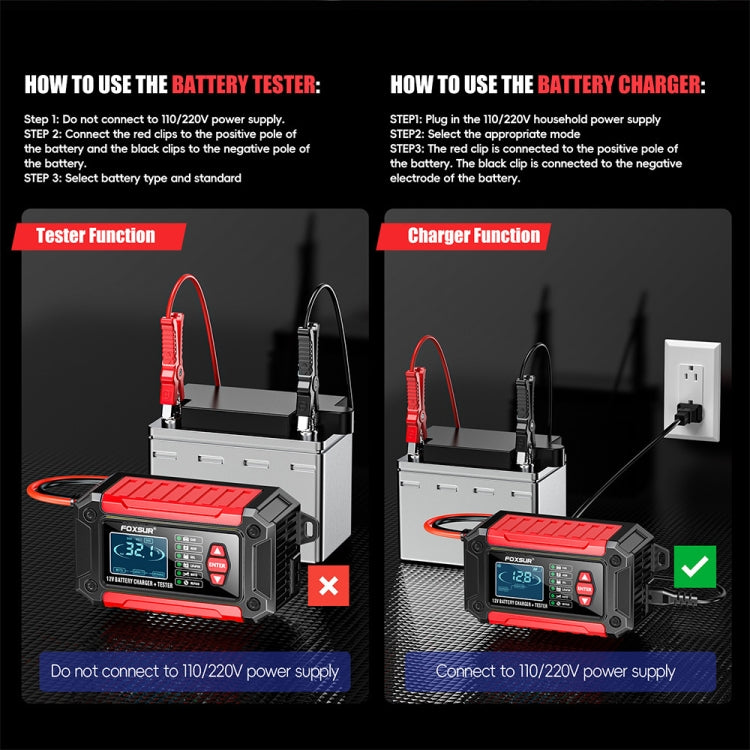 FOXSUR Cars Motorcycles 12V Lithium Cattery Charger With Battery Detection(AU Plug) - Battery Charger by FOXSUR | Online Shopping South Africa | PMC Jewellery | Buy Now Pay Later Mobicred