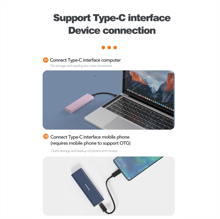 Blueendless M2815SN M.2 Dual Protocol Type-C 3.1 Mobile Hard Disk Box Laptop External SSD(Pink) - HDD Enclosure by Blueendless | Online Shopping South Africa | PMC Jewellery | Buy Now Pay Later Mobicred