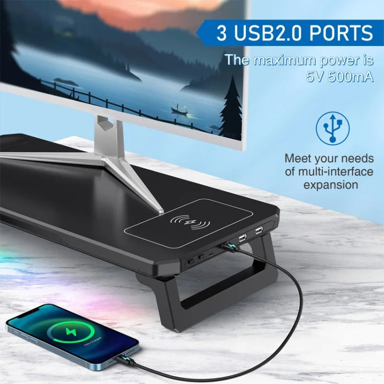 RGB Computer Monitor Stand Riser 3 USB 2.0 +1 Type-C Ports, Spec: Basic Black - Laptop Stand by PMC Jewellery | Online Shopping South Africa | PMC Jewellery | Buy Now Pay Later Mobicred