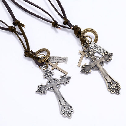 Vintage Long Cross Necklace Drawstring Adjustable Personalized Sweater Chain(Bronze) - Necklaces & Pendants by PMC Jewellery | Online Shopping South Africa | PMC Jewellery | Buy Now Pay Later Mobicred