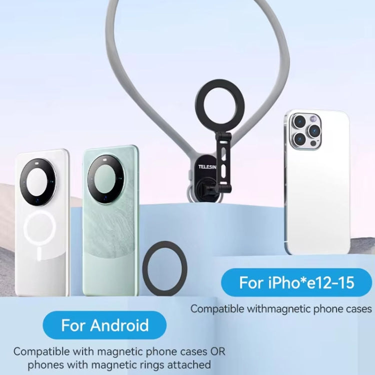 TELESIN MNM-002 Magsafe Magnetic Suction Mobile Phone Hanging Neck POV Viewing Angle Lazy Stand(Sky Blue) - Stand by TELESIN | Online Shopping South Africa | PMC Jewellery | Buy Now Pay Later Mobicred