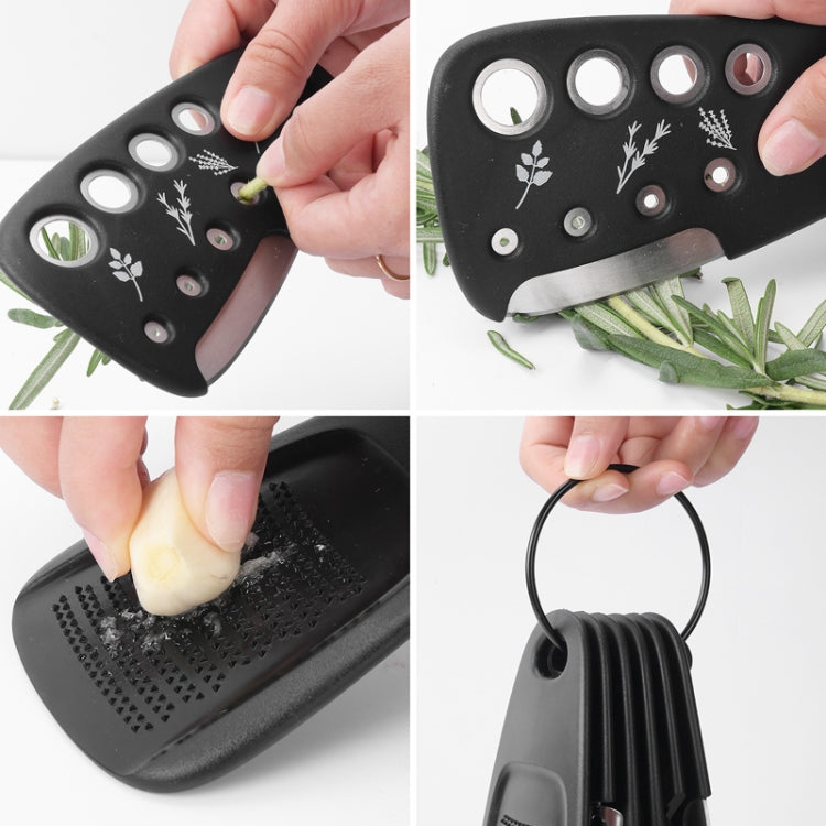 6 In 1 Stackable Kitchen Gadgets Melon Peeler Herb Chopper Garlic Grater Can Opener Pizza Cutter(Black) - Gadgets by PMC Jewellery | Online Shopping South Africa | PMC Jewellery | Buy Now Pay Later Mobicred