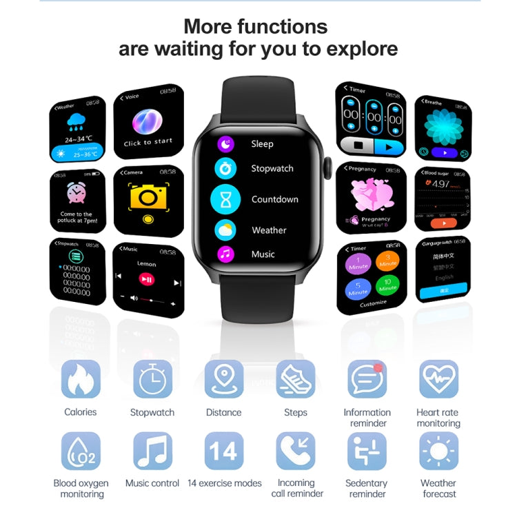 T12Pro 1.85-inch IP67 Waterproof Sports Health Monitoring Bluetooth Call Smart Watch(Black) - Smart Watches by PMC TechLife | Online Shopping South Africa | PMC TechLife | Buy Now Pay Later Mobicred