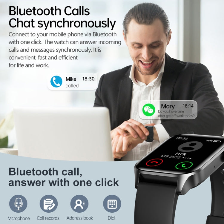 T12Pro 1.85-inch IP67 Waterproof Sports Health Monitoring Bluetooth Call Smart Watch(Black) - Smart Watches by PMC TechLife | Online Shopping South Africa | PMC TechLife | Buy Now Pay Later Mobicred