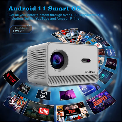 M10 Plus 1280x720P Projector 2.4G / 5G WIFI Bluetooth 5.2 Android 11 System Home Cinema AU Plug - Mini Projector by PMC Jewellery | Online Shopping South Africa | PMC Jewellery | Buy Now Pay Later Mobicred