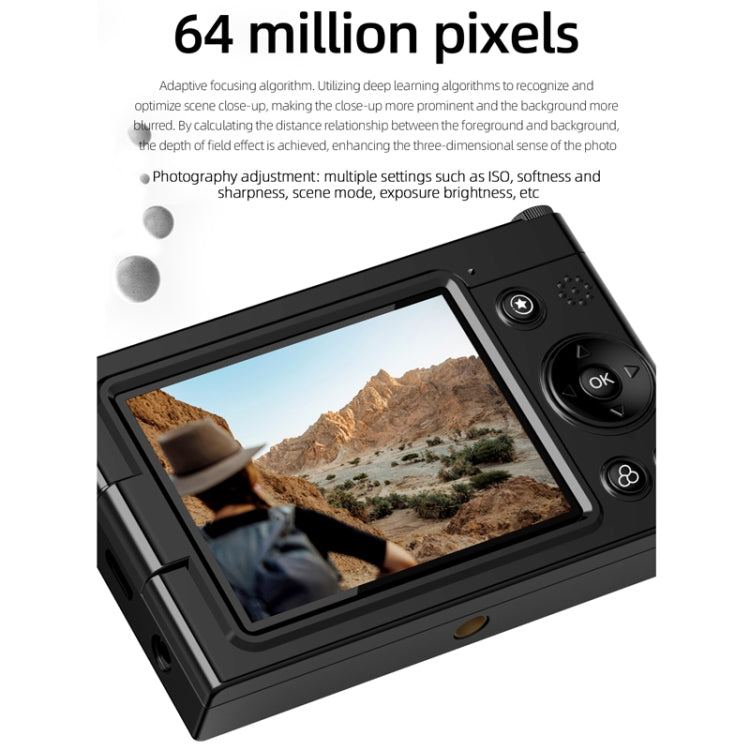 High-Definition CCD Digital Camera 64 Million WiFi Card Camera, Color: Black + Headphone Cable - Video Cameras by PMC TechLife | Online Shopping South Africa | PMC TechLife | Buy Now Pay Later Mobicred