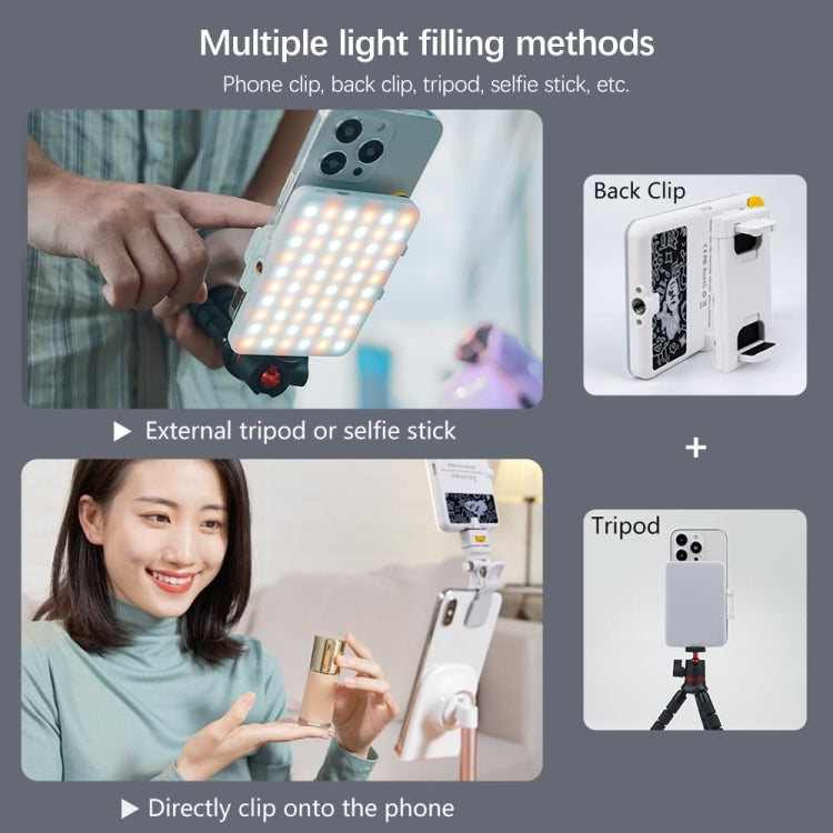 60 LEDs Rechargeable Clip Fill Light With Front & Back Clip Adjusted 3 Light Modes For Phone, Spec: B Type White - Selfie Light by PMC TechLife | Online Shopping South Africa | PMC TechLife | Buy Now Pay Later Mobicred