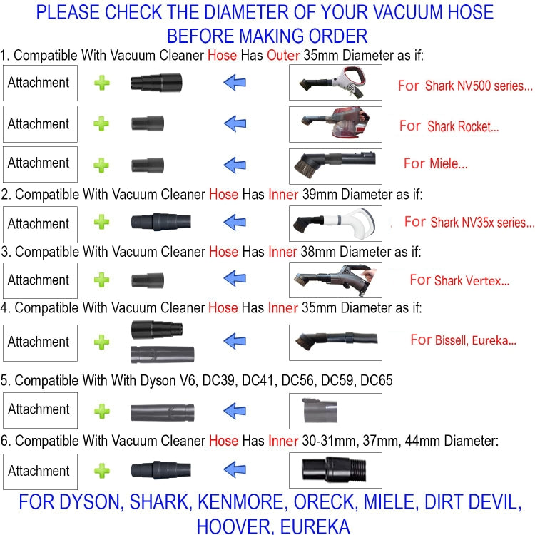 9 In 1 Set 2 Universal Vacuum Attachments 32mm Nozzle Adapter Accessories Cleaning Kit - Other Accessories by PMC TechLife | Online Shopping South Africa | PMC TechLife | Buy Now Pay Later Mobicred