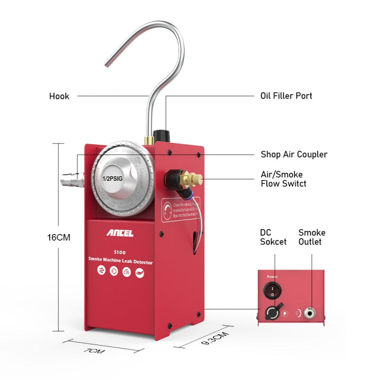 ANCEL S100 EVAP 12V Car Pipe System Vacuum Smoke Tester Diagnostic Tool - Electronic Test by ANCEL | Online Shopping South Africa | PMC Jewellery | Buy Now Pay Later Mobicred