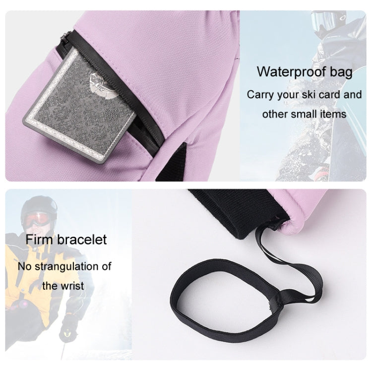 Winter Padded Ski Gloves Outdoor Windproof Warm Sports Gloves, Size: S(Light Purple) - Safety Gloves by PMC TechLife | Online Shopping South Africa | PMC TechLife | Buy Now Pay Later Mobicred