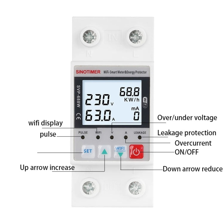 SINOTIMER SVP-688W  TUYA APP WiFi Smart Circuit Breaker Over Under Voltage Protector - Other Tester Tool by SINOTIMER | Online Shopping South Africa | PMC Jewellery | Buy Now Pay Later Mobicred