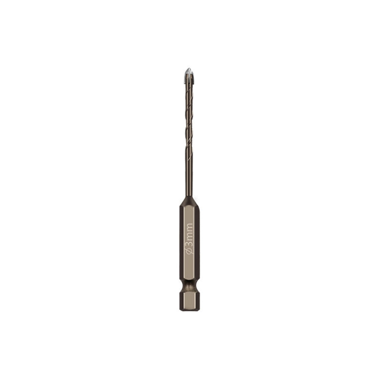 3mm Hexagonal Shank Spiral Flute Cross Alloy Drill Bits Glass Tile Four Edge Drivers - Drill & Drill Bits by PMC TechLife | Online Shopping South Africa | PMC TechLife | Buy Now Pay Later Mobicred