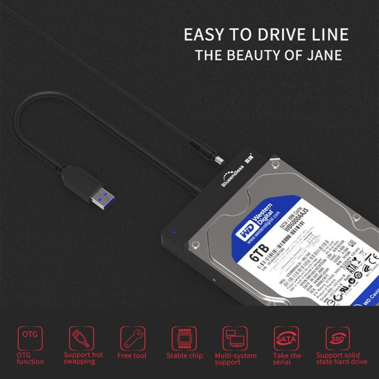 Blueendless US35 USB3.0 To SATA Adapter 2.5 / 3.5-Inch Hard Drive SSD Reader, Spec: Type-C EU Plug - USB to IDE / SATA by Blueendless | Online Shopping South Africa | PMC Jewellery | Buy Now Pay Later Mobicred