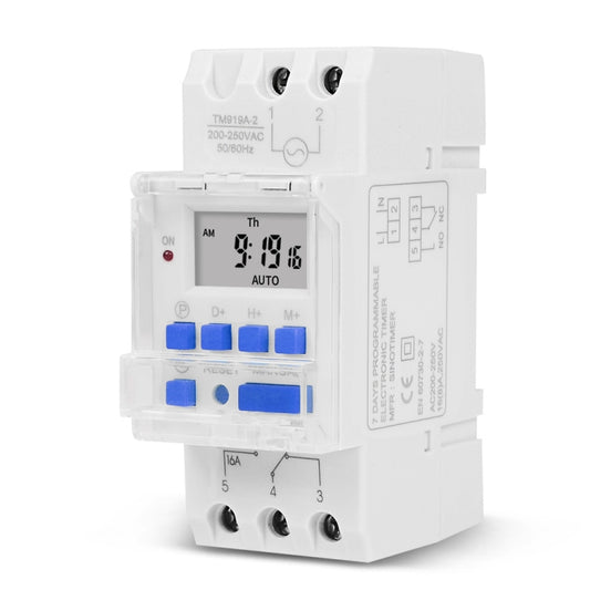 SINOTIMER TM919A-2 220V 16A Din Rail Mount Digital Timer Switch Microcomputer Weekly Programmable Time Relay Control - Switch by SINOTIMER | Online Shopping South Africa | PMC Jewellery | Buy Now Pay Later Mobicred