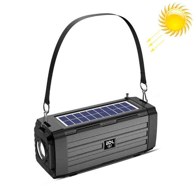 BDL-187 LED Light Solar Wireless Bluetooth Speaker Portable Outdoor Camping FM Radio(Black) - Radio Player by PMC Jewellery | Online Shopping South Africa | PMC Jewellery | Buy Now Pay Later Mobicred