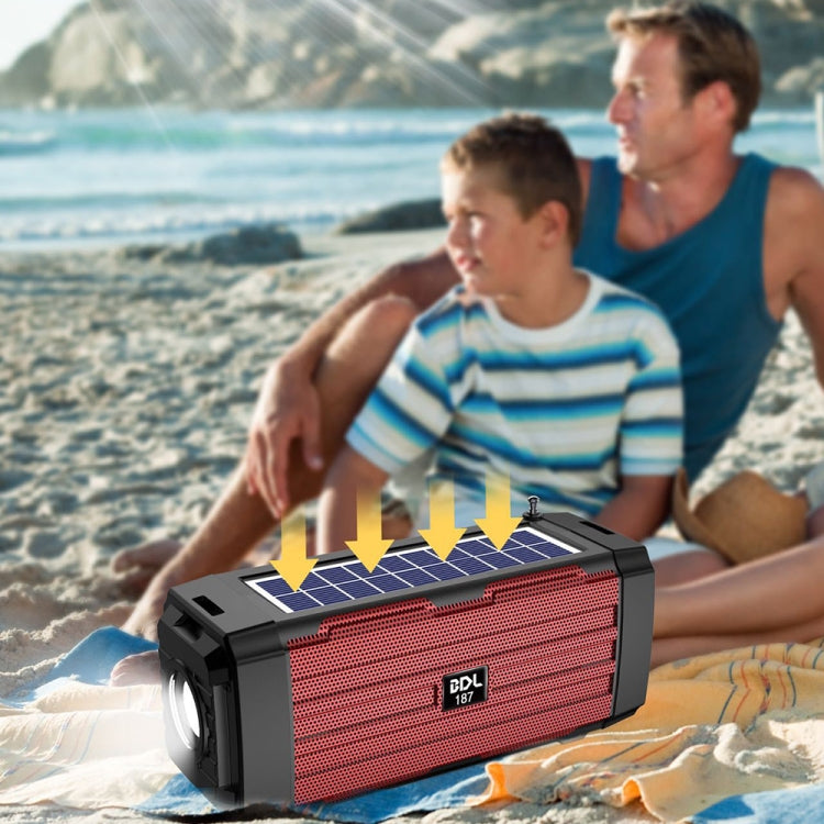 BDL-187 LED Light Solar Wireless Bluetooth Speaker Portable Outdoor Camping FM Radio(Black) - Radio Player by PMC Jewellery | Online Shopping South Africa | PMC Jewellery | Buy Now Pay Later Mobicred