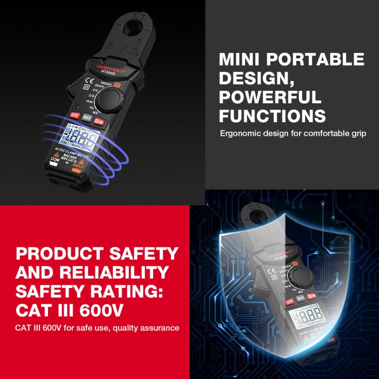 HABOTEST Mini Clamp Multimeter Portable Digital Ammeter - Digital Multimeter by HABOTEST | Online Shopping South Africa | PMC TechLife | Buy Now Pay Later Mobicred