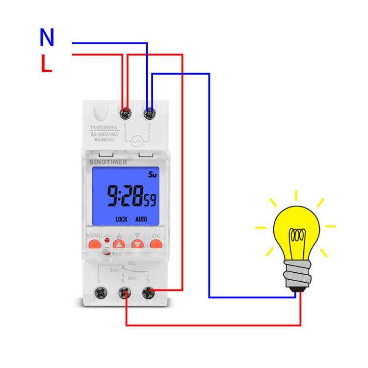 SINOTIMER TM928SBKL 85-265V 30A  1 Second to 168 Hours Programmable Electronic Time Switch - Switch by SINOTIMER | Online Shopping South Africa | PMC Jewellery | Buy Now Pay Later Mobicred