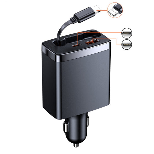 Car Retractable Charger One To Three Automobile Cigarette Lighter, Interface: 8 Pin - Car Charger by PMC Jewellery | Online Shopping South Africa | PMC Jewellery | Buy Now Pay Later Mobicred