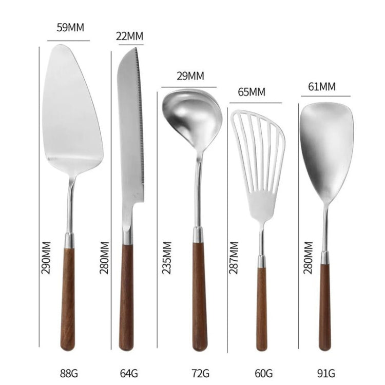 304 Stainless Steel Walnut Handle Cooking Tools Home Restaurant Kitchen Gadgets, Style: Soup Spoon - Cooking Tools by PMC TechLife | Online Shopping South Africa | PMC TechLife | Buy Now Pay Later Mobicred