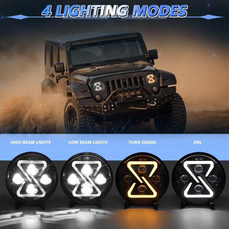 7 Inch 8-shaped Gradient Angel Eye Car Headlights For Wrangler(R15) - LED Headlamps by PMC Jewellery | Online Shopping South Africa | PMC Jewellery | Buy Now Pay Later Mobicred