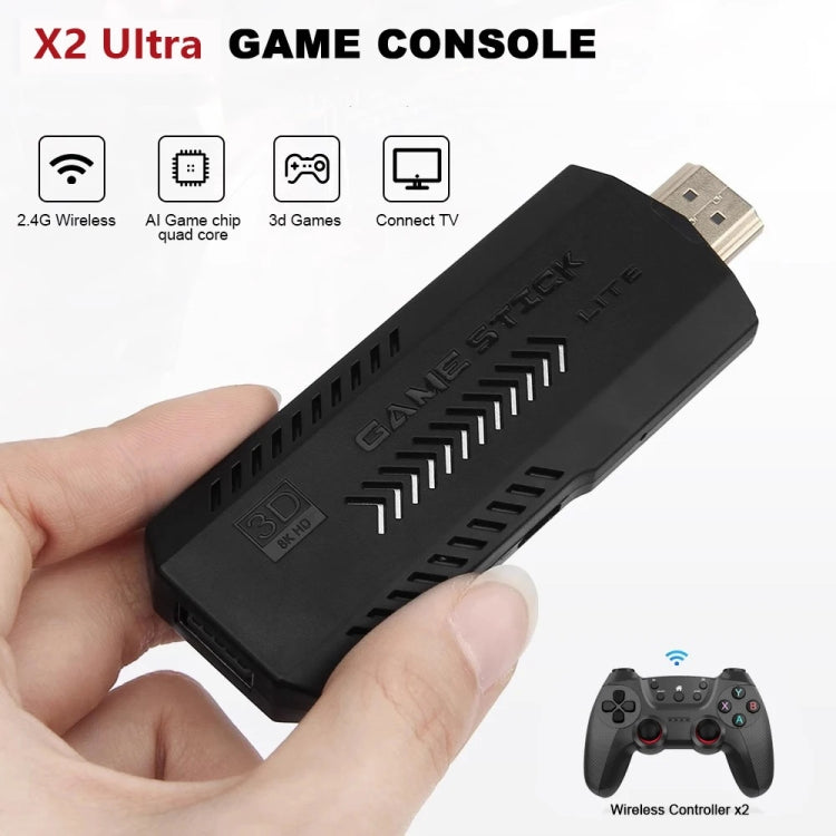 X2 Ultra Video Game Stick Console With 2.4G Double Wireless Controller 64GB - Pocket Console by PMC Jewellery | Online Shopping South Africa | PMC Jewellery | Buy Now Pay Later Mobicred