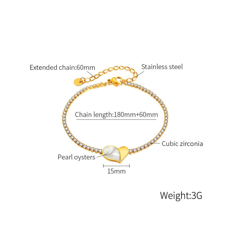 OPK GS1549 Stainless Steel With Diamonds Bracelet Love Heart Shell Hand Jewelry, Color: Steel Color - Bracelets by OPK | Online Shopping South Africa | PMC Jewellery | Buy Now Pay Later Mobicred