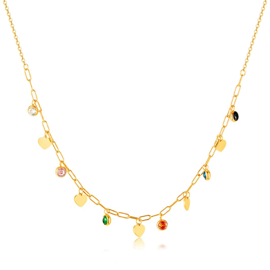 OPK GX2407 Stainless Steel Plated Love Heart Pendant Colorful Zirconia Temperament Necklace - Necklaces & Pendants by OPK | Online Shopping South Africa | PMC Jewellery | Buy Now Pay Later Mobicred