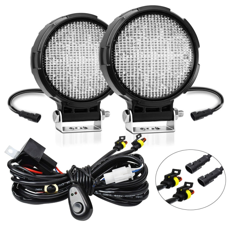 14W 9-30V Floodlight Mixed Luminous 4 Inch Round Work Light With Wire Set(X2) - Work Lights by PMC Jewellery | Online Shopping South Africa | PMC Jewellery | Buy Now Pay Later Mobicred