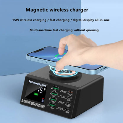 X9M 9-in-1 110W USB+PD Smart Multi-ports QI Magnetic Wireless Charger, Spec: White UK Plug - Multifunction Charger by PMC Jewellery | Online Shopping South Africa | PMC Jewellery | Buy Now Pay Later Mobicred