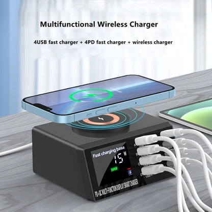 X9M 9-in-1 110W USB+PD Smart Multi-ports QI Magnetic Wireless Charger, Spec: Black US Plug - Multifunction Charger by PMC Jewellery | Online Shopping South Africa | PMC Jewellery | Buy Now Pay Later Mobicred