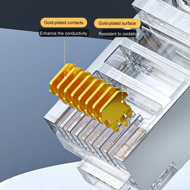 1U 100pcs / Can JINGHUA S688 Gigabit Transport Cabling Extruded Super Cat6 Dual Shield RJ45 8P8C Connector - Lan Cable and Tools by JINGHUA | Online Shopping South Africa | PMC Jewellery | Buy Now Pay Later Mobicred